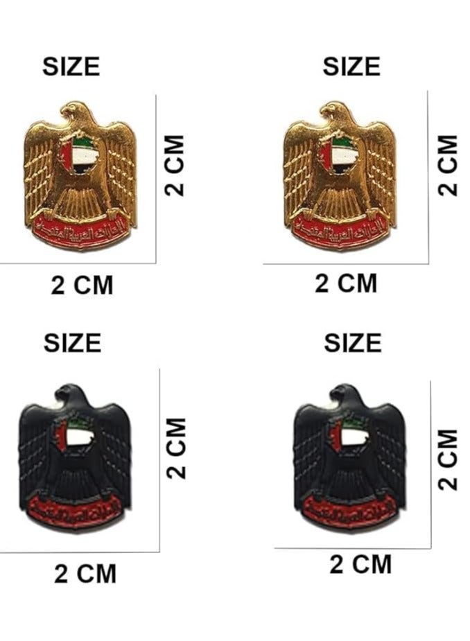 SYOSI UAE Logo Design 2D Sticker Badge 4 PC Metal 2CM 2 PCS Gold & 2PCS Black  - Image 2