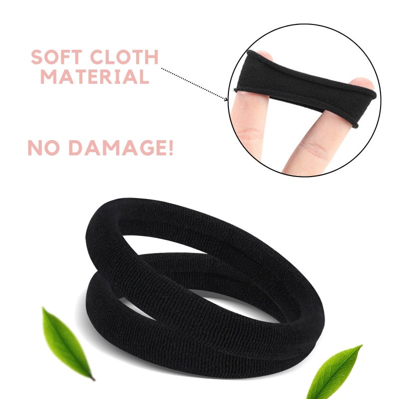 CENTSTAR 60 Pcs 2 Inch Black No Damage Hair Ties for Women Thick Hair, Large Soft Seamless Nylon Fabric Elastic Hair Ties Ponytail Hair Holders Hair Elastics Hair Band for Women - Image 3