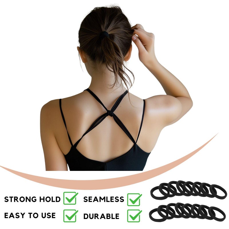 CENTSTAR 60 Pcs 2 Inch Black No Damage Hair Ties for Women Thick Hair, Large Soft Seamless Nylon Fabric Elastic Hair Ties Ponytail Hair Holders Hair Elastics Hair Band for Women - Image 5