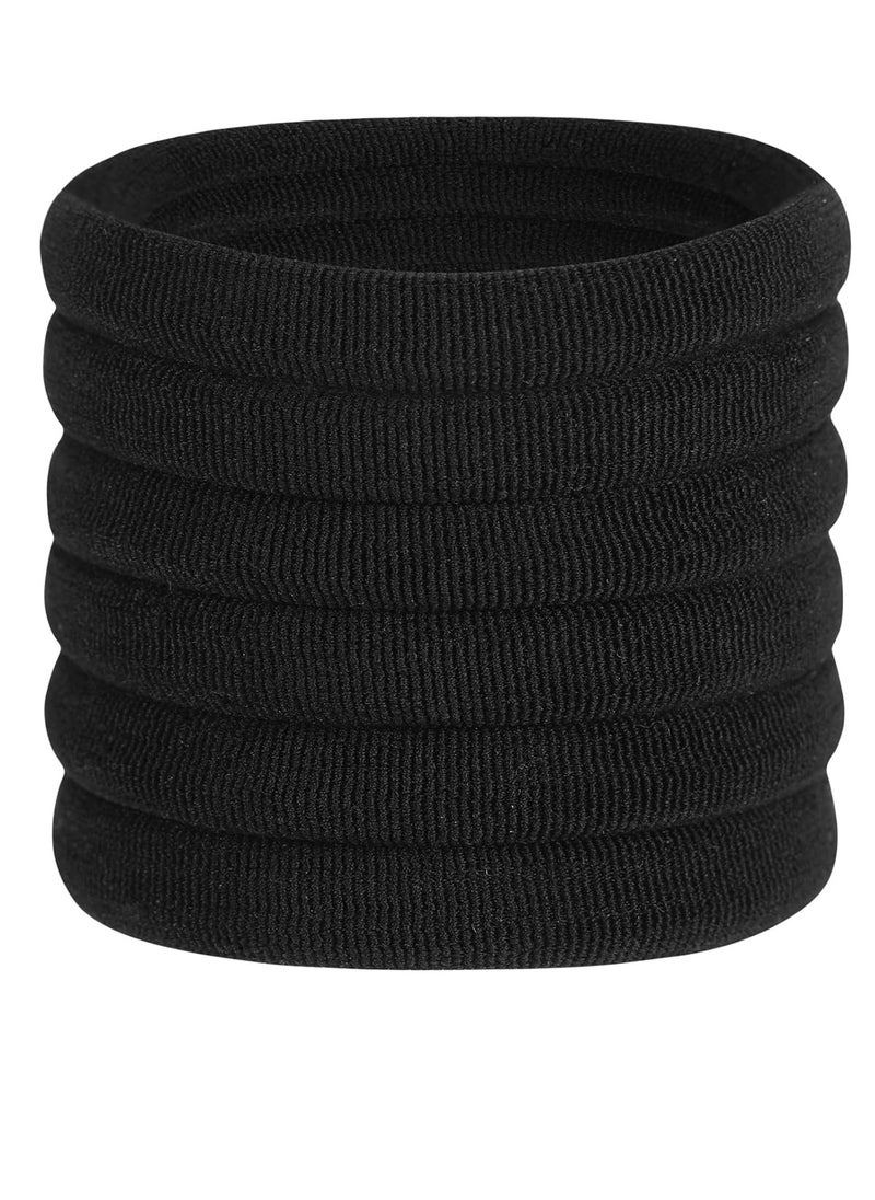 CENTSTAR - 60 Pcs 2 Inch Black No Damage Hair Ties for Women Thick Hair, Large Soft Seamless Nylon Fabric Elastic Hair Ties Ponytail Hair Holders Hair Elastics Hair Band for Women - Image 1