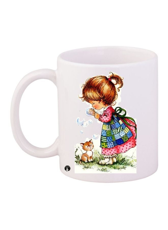 Girl Printed Coffee Mug White/Brown/Red 11ounce