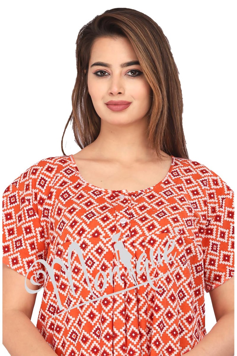 Monique Brand Cotton Nighty for Women — Floral Printed Stylish Night Gown, Comfortable Sleepwear Long Nightwear, Maxi- Free Size (Size - M to XXL-44) - Image 2