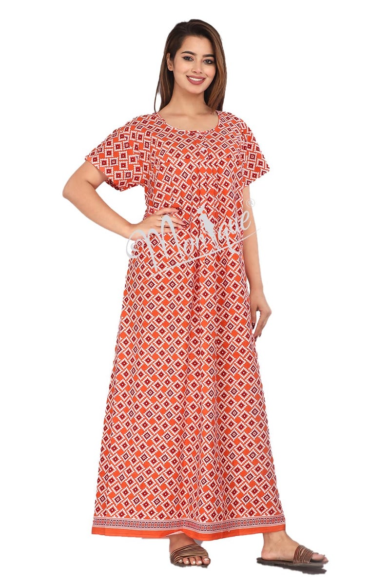 Monique Brand Cotton Nighty for Women — Floral Printed Stylish Night Gown, Comfortable Sleepwear Long Nightwear, Maxi- Free Size (Size - M to XXL-44) - Image 5