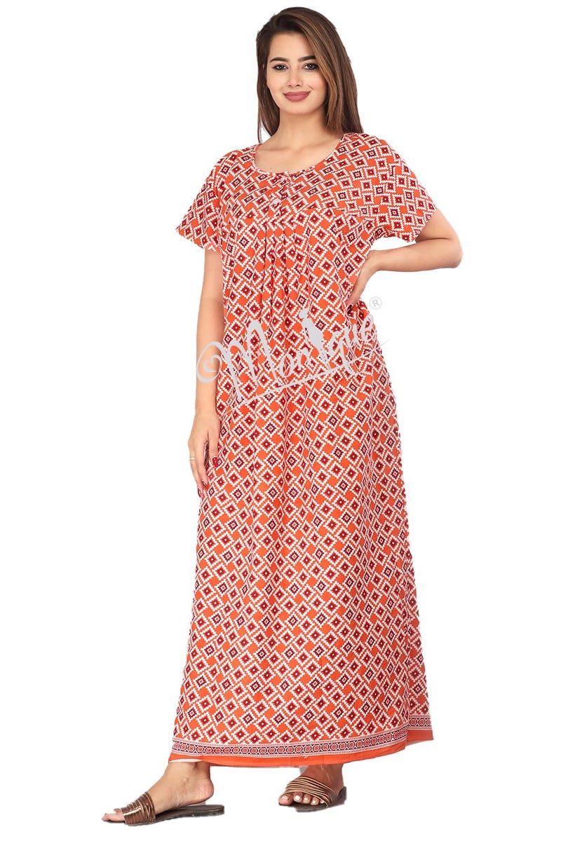 Monique Brand Cotton Nighty for Women — Floral Printed Stylish Night Gown, Comfortable Sleepwear Long Nightwear, Maxi- Free Size (Size - M to XXL-44) - Image 3