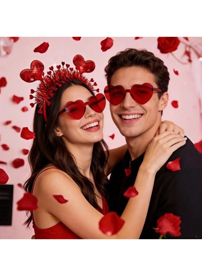 Asikkon Heart Headband Valentines Day with Red Heart Shape Sunglasses Hair Accessories for Valentine Wedding Anniversary Party Favors - Image 4