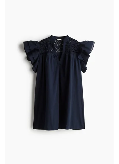H&M Flutter-sleeve dress with broderie anglaise