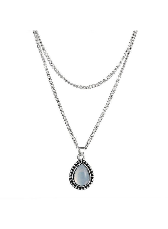 FXmimior Simple Layered Bar Silver Drop Pendant Necklace Boho V Neck Women Accessories - Image 3