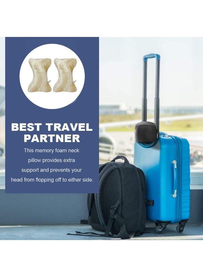 موب مجموعة وسائد مسند رقبة السيارة من موب، مصنوعة من إسفنج الذاكرة، مكونة من قطعتين - وسادة مسند رأس بتصميم مريح لمقعد السيارة والمكتب والسفر - نسيج ناعم قابل للتهوية، داعم للرقبة، مريح ومتين - بيج - Image 5