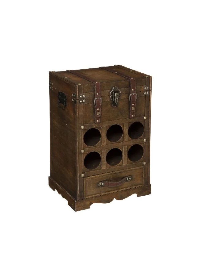 atmosphera Bruce Durable Wooden Vintage Design Bottle Holder Brown 38.5 x 28 x 58.5 cm 182344