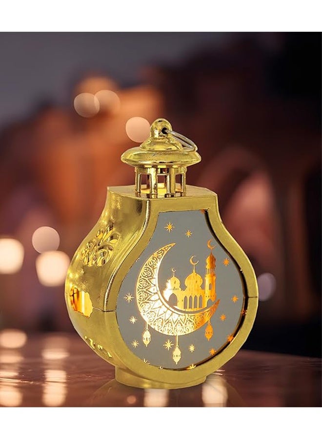 قطعة من فانوس رمضان، فانوس شمعة ذهبي صغير، فانوس معلق مزخرف، فانوس على شكل نجمة وقمر، ديكورات رمضان للمنزل، ديكور طاولة رمضان الداخلي والخارجي - Image 4