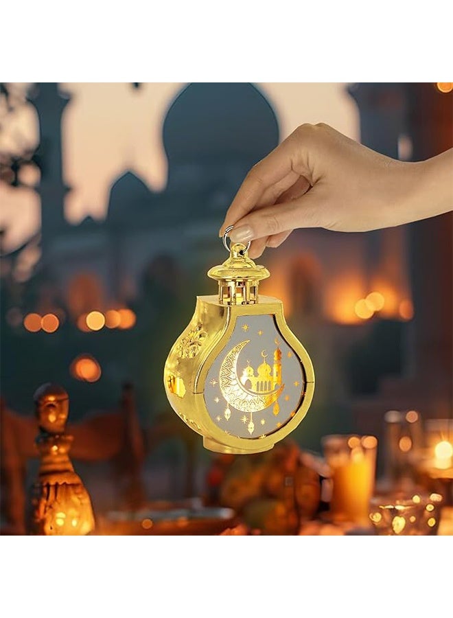 قطعة من فانوس رمضان، فانوس شمعة ذهبي صغير، فانوس معلق مزخرف، فانوس على شكل نجمة وقمر، ديكورات رمضان للمنزل، ديكور طاولة رمضان الداخلي والخارجي - Image 3