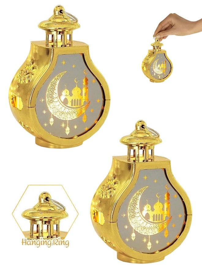 قطعة من فانوس رمضان، فانوس شمعة ذهبي صغير، فانوس معلق مزخرف، فانوس على شكل نجمة وقمر، ديكورات رمضان للمنزل، ديكور طاولة رمضان الداخلي والخارجي - Image 1