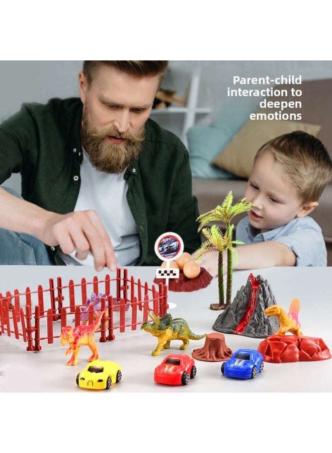 Dinosaur Toy Children's Little Boy Tricerops Soft Glue Suit Tyrannosaurus World Simulation Animal Model Hand-made-Color:Dinosaur Storage Backpack [32-piece Set]]  - Image 3
