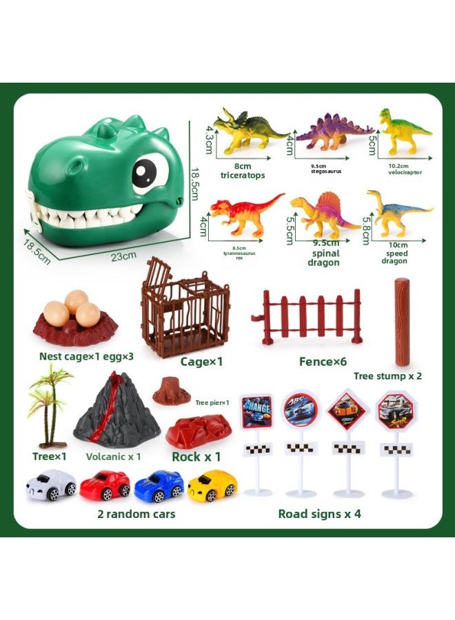 Dinosaur Toy Children's Little Boy Tricerops Soft Glue Suit Tyrannosaurus World Simulation Animal Model Hand-made-Color:Dinosaur Storage Backpack [32-piece Set]]  - Image 1