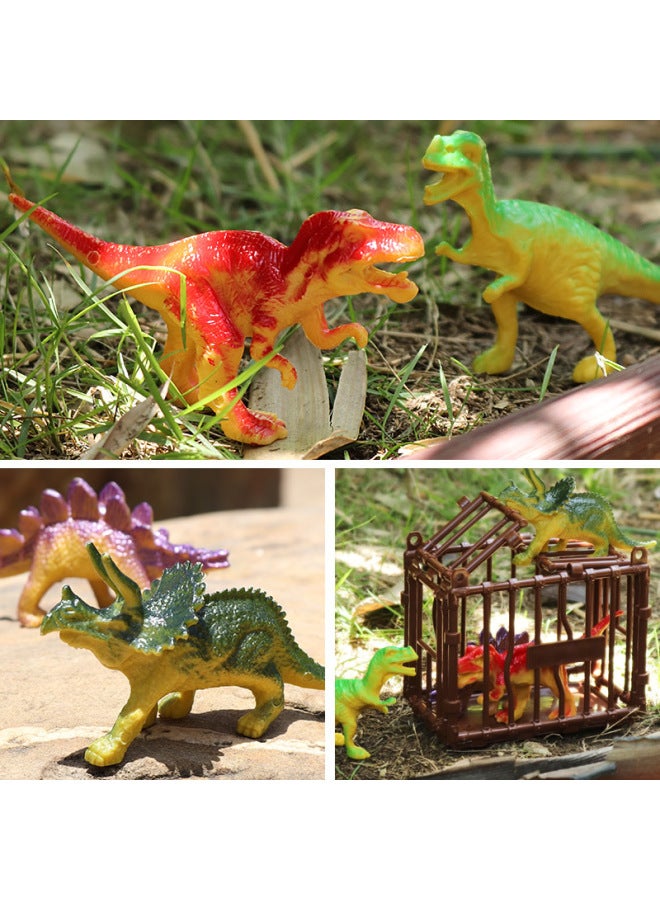 Dinosaur Toy Children's Little Boy Tricerops Soft Glue Suit Tyrannosaurus World Simulation Animal Model Hand-made-Color:Dinosaur Storage Backpack [32-piece Set]]  - Image 5