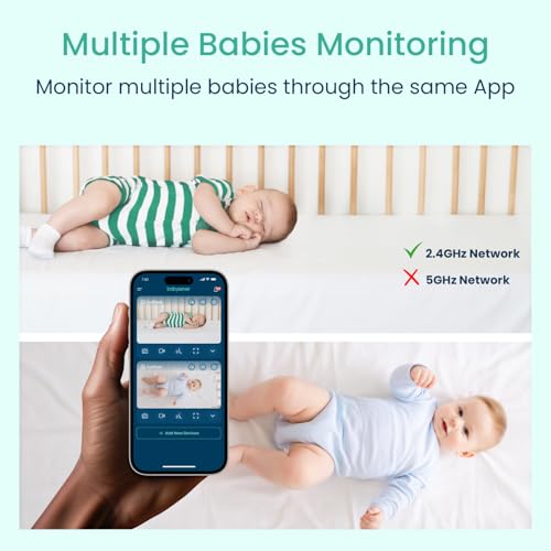 Babysense 2Peek Video Baby Monitor, WiFi Security Camera with Auto Tracking (2Pcs), 3MP Super HD, Intelligent Motion & Sound Detection, Night Vision, Private Hidden Lens Mode, Supports SD Card - Image 2