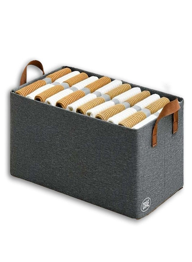 CRAE Pack of 1 Storage Baskets (46L x 27W x 19H CM) Non-Woven Foldable Wardrobe Organizer with Metal Frame Rectangle, Storage Box with Handles for Clothes, Books, Toys, Blankets & Closet Use. - Image 1