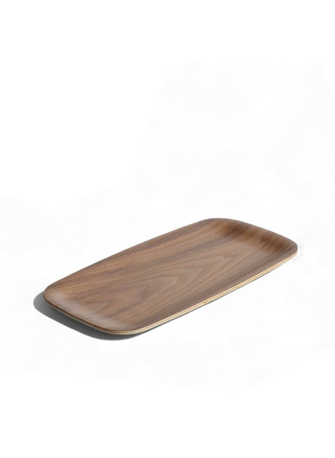 تراست صينية تقديم مستطيلة الشكل من الخشب الطبيعي، بني غامق 33×16 سم - Image 1