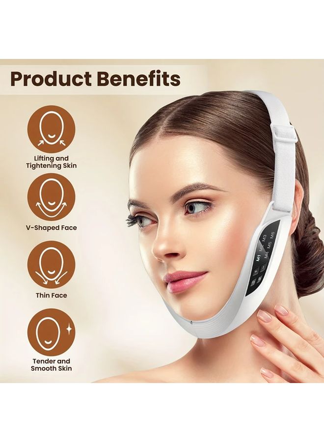 White Facial Beauty Device with Massage Hot Compress Lifting V Face USB Rechargeable - Image 2