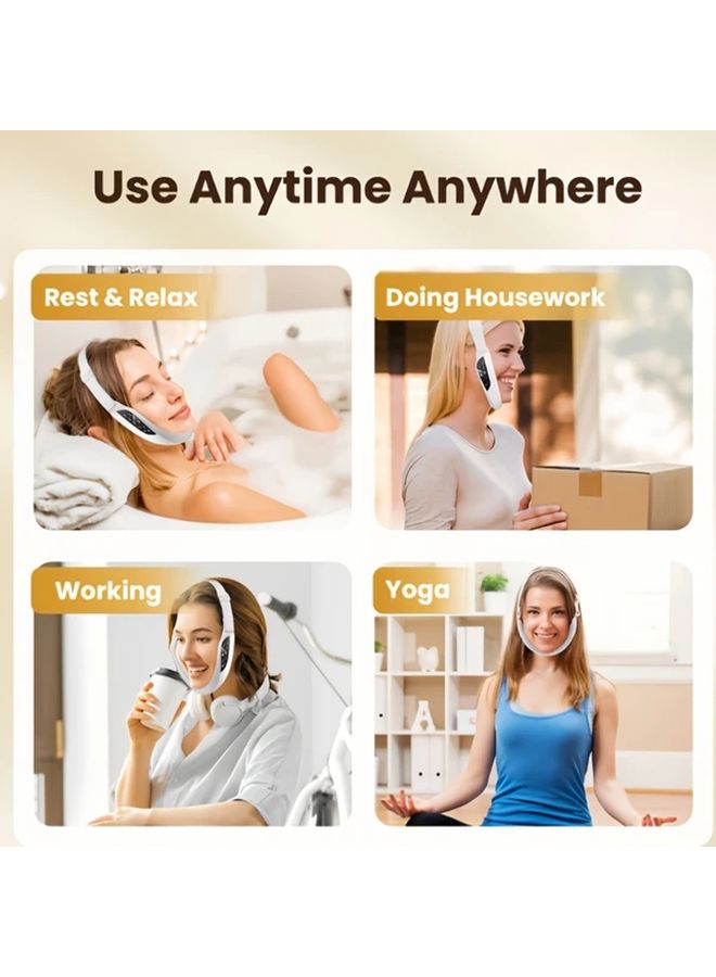 White Facial Beauty Device with Massage Hot Compress Lifting V Face USB Rechargeable - Image 5