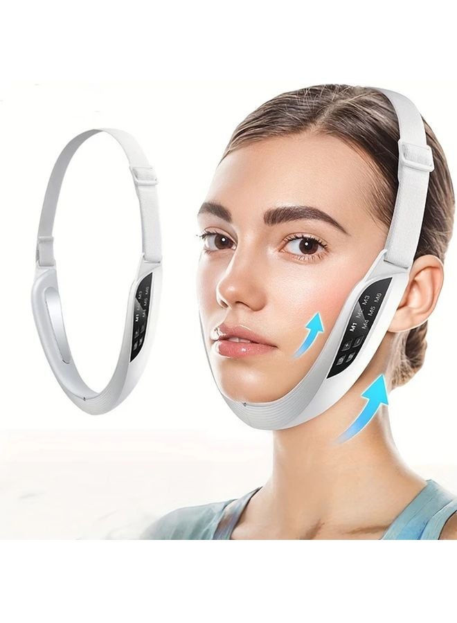 White Facial Beauty Device with Massage Hot Compress Lifting V Face USB Rechargeable - Image 1