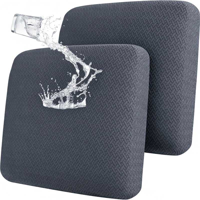 FORCHEER Dark Grey Waterproof Patio Cushion Covers for Outdoor Furniture 2425inch Stretch Jacquard Outdoor Cushions Covers Set of 2 with Buckle Replacement Washable - Image 2