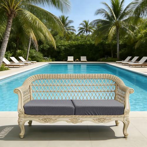 FORCHEER Dark Grey Waterproof Patio Cushion Covers for Outdoor Furniture 2425inch Stretch Jacquard Outdoor Cushions Covers Set of 2 with Buckle Replacement Washable - Image 3