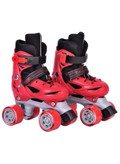 Roller Skates Shoes Double Rows 4 Wheels with Adjustable Size AREA for Boys And Girls, S (Red)