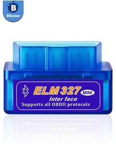 Bliszaar Mini Bluetooth ELM327 OBD2 Car Failure Detector V2.1 Automobile OBD OBDII Code Reader Check Engine Light Diagnostic Scan Tool Suitable for Android Windows Devices Support Torque Pro OBD Fusion  - Image 1