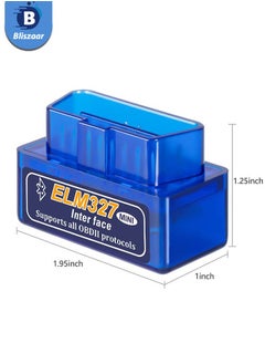 Bliszaar Mini Bluetooth ELM327 OBD2 Car Failure Detector V2.1 Automobile OBD OBDII Code Reader Check Engine Light Diagnostic Scan Tool Suitable for Android Windows Devices Support Torque Pro OBD Fusion  - Image 3