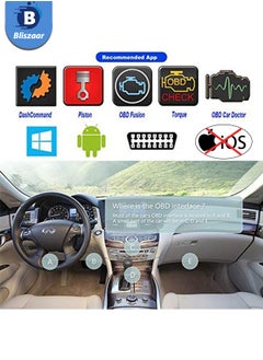 Bliszaar Mini Bluetooth ELM327 OBD2 Car Failure Detector V2.1 Automobile OBD OBDII Code Reader Check Engine Light Diagnostic Scan Tool Suitable for Android Windows Devices Support Torque Pro OBD Fusion  - Image 2