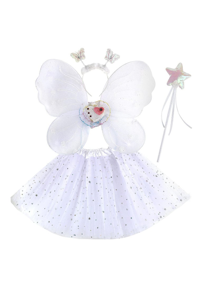 Fairy Princess Costume Set for Girls Tutu Skirt with Wings Wand and Headband Ideal for Dress Up Fantasy Play Ages 3 to 8 - Image 1