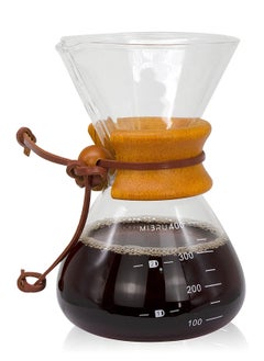 MIBRU Pour Over Chemex Style Coffee Maker Drip Glass Pot Espresso Coffee Bowl Machine Heat Resistant for Home Travel Classic Series Wooden hoop 400ML  - Image 3