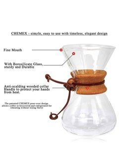MIBRU Pour Over Chemex Style Coffee Maker Drip Glass Pot Espresso Coffee Bowl Machine Heat Resistant for Home Travel Classic Series Wooden hoop 400ML  - Image 5