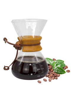 MIBRU Pour Over Chemex Style Coffee Maker Drip Glass Pot Espresso Coffee Bowl Machine Heat Resistant for Home Travel Classic Series Wooden hoop 400ML  - Image 1