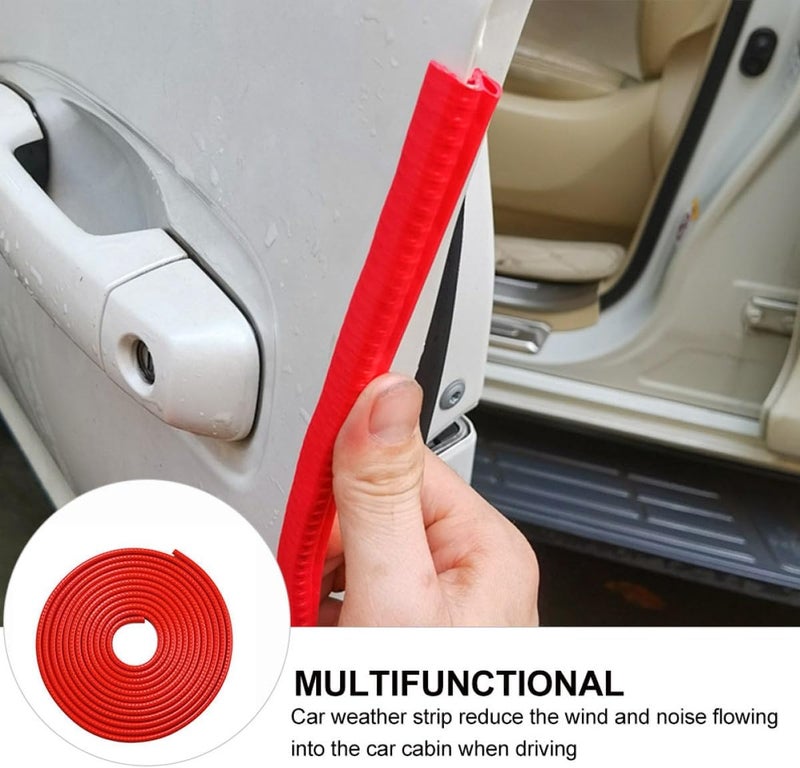 Car Door Seal Strip Weatherstrip 4m Red Anti-Collision Scratch-Resistant Tape Universal Automotive Door Protection Lining for Vehicle Exterior Trim - Image 3