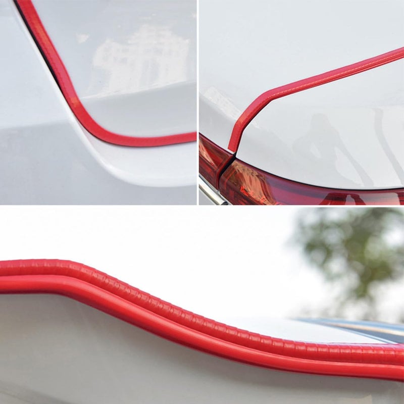Car Door Seal Strip Weatherstrip 4m Red Anti-Collision Scratch-Resistant Tape Universal Automotive Door Protection Lining for Vehicle Exterior Trim - Image 4