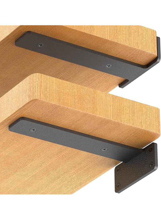The Bros The Bros Floating Shelf Brackets, 6 Pack 15cm Heavy Duty Industrial Shelf Bracket, Modern Shelf Bracket, Black Coated Metal Wall Shelf Support Brackets, Hidden Shelf Brackets for Shelves Support  - Image 1