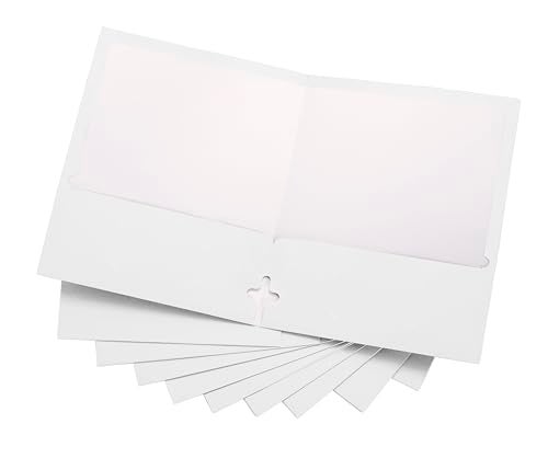 ACTIVITYYA 10 Pack Two Pocket Folders, White, Strong Thick Paper Folders, for Letter Size, by ACTIVITYya - Image 1