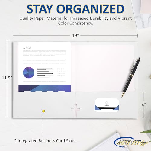 ACTIVITYYA 10 Pack Two Pocket Folders, White, Strong Thick Paper Folders, for Letter Size, by ACTIVITYya - Image 2