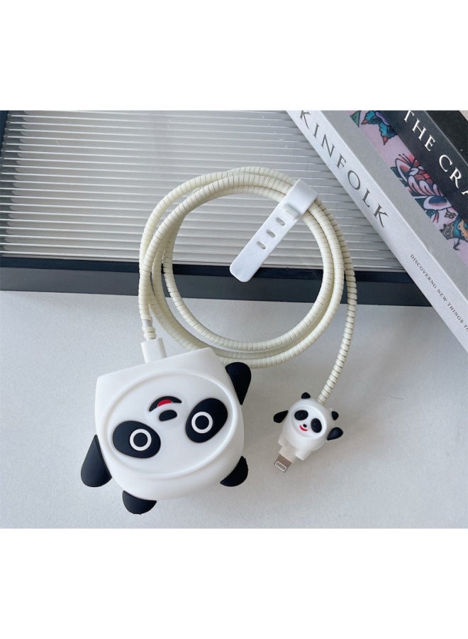 2024 Cartoon British Rules 20W Fast Charging Head Protective Cover For Apple 20WPD Charger Folding Three-plug-Specifications:Panda 4-piece Set  - Image 1