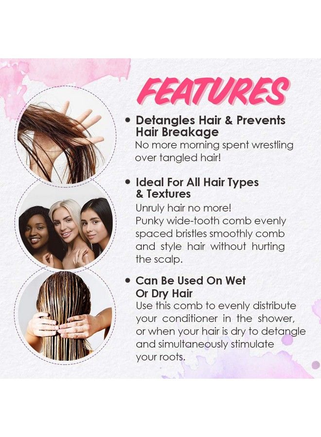 Punky Jm Widetooth Comb Pink No Handle Detangler Comb Detangles Hair Eliminates Mats Coils And Prevents Hair Breakage Works On Wet Or Dry Natural Thick Wavy And Curly Hairs - Image 5