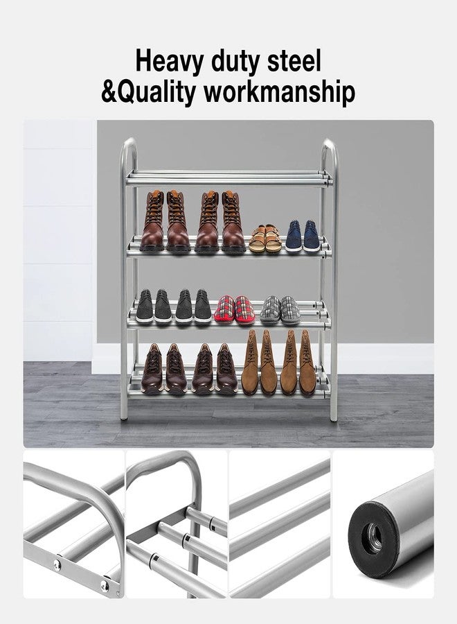 Gurkkst 4 Tier Extendable Long Shoe Rack for Closet Shoe Organiser Strong and Sturdy Heavy Duty Metal Shoe Shelf Holds 20+ Pairs (60-100) x 22,5 x 61,5 cm - Image 3