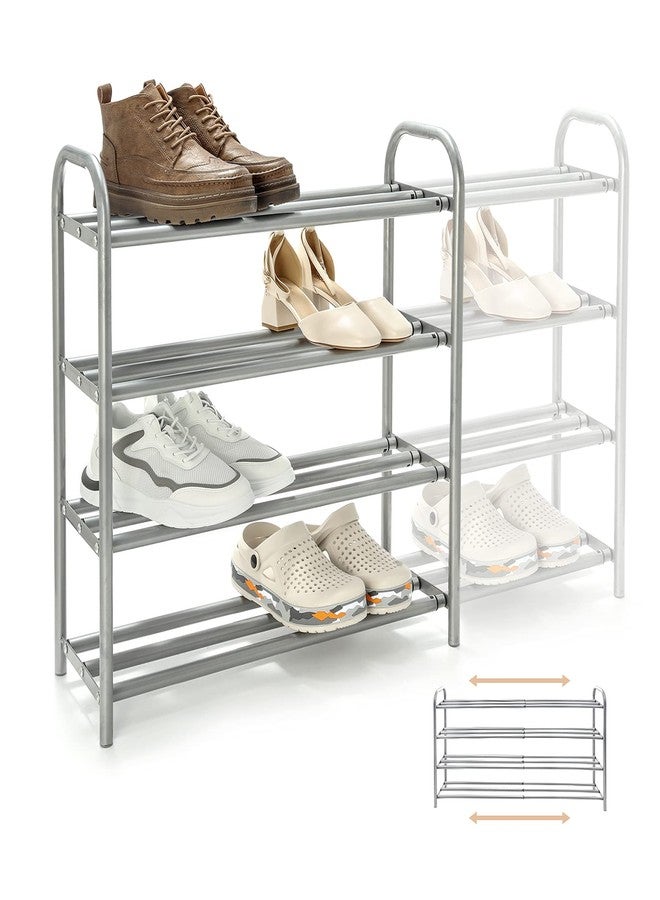 Gurkkst 4 Tier Extendable Long Shoe Rack for Closet Shoe Organiser Strong and Sturdy Heavy Duty Metal Shoe Shelf Holds 20+ Pairs (60-100) x 22,5 x 61,5 cm - Image 1