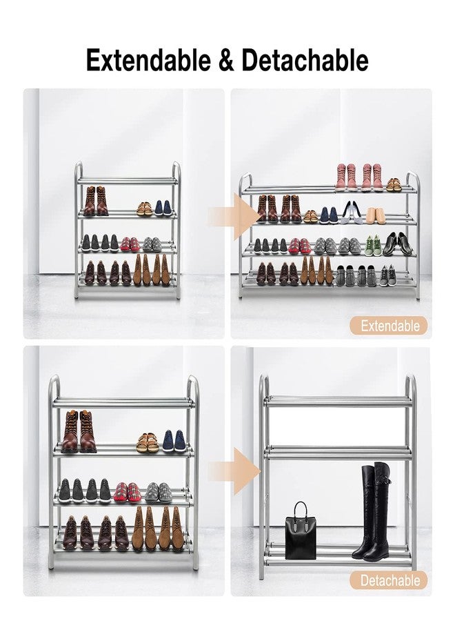 Gurkkst 4 Tier Extendable Long Shoe Rack for Closet Shoe Organiser Strong and Sturdy Heavy Duty Metal Shoe Shelf Holds 20+ Pairs (60-100) x 22,5 x 61,5 cm - Image 2