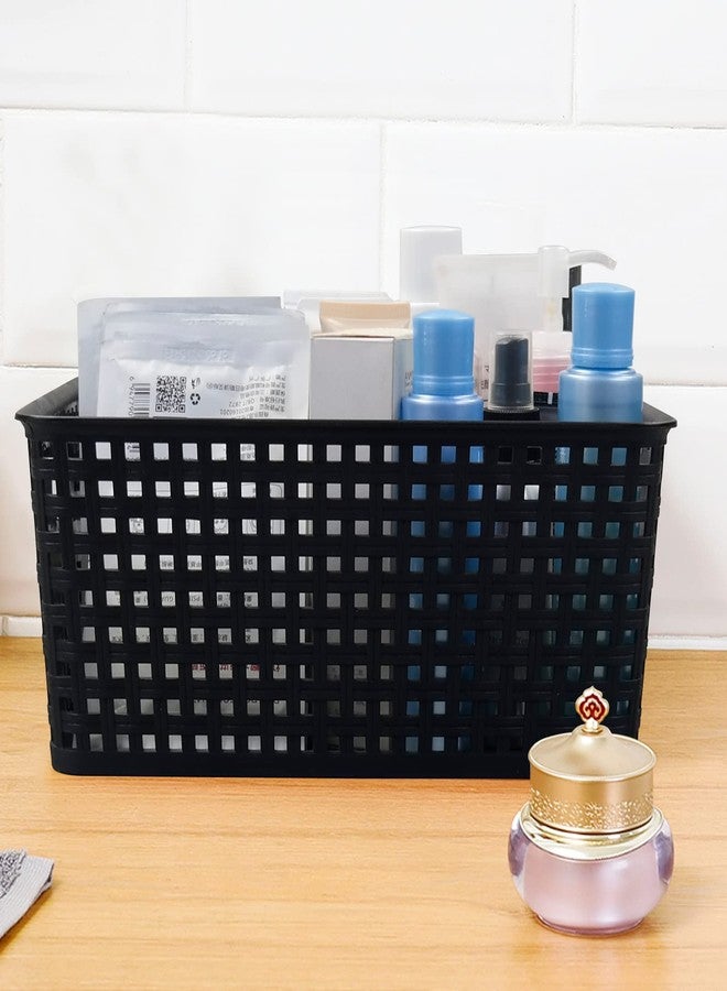 Obstnny Plastic Weave Storage Basket 4 Pack, Kitchen Pantry Organzing Basket Bin, Black - Image 2