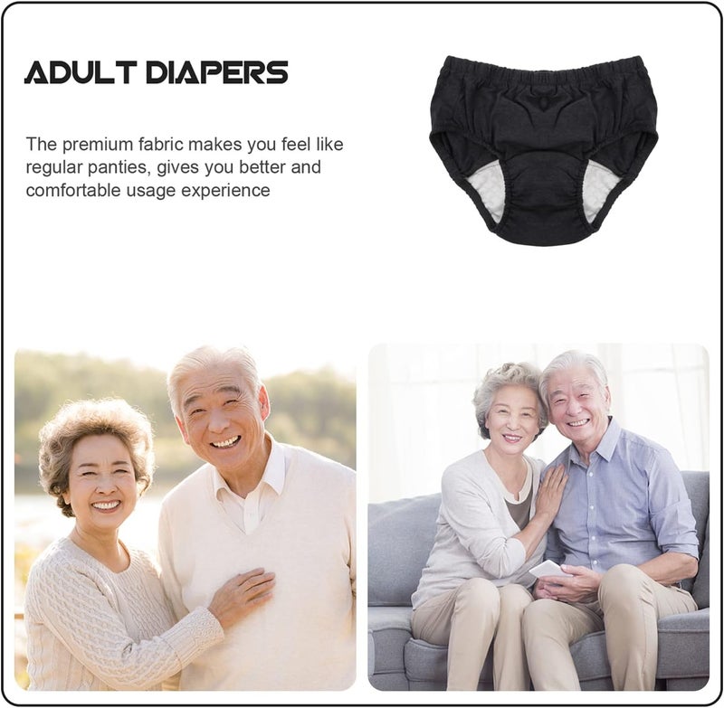 comfrt Waterproof Incontinence Underpants Incontinence Briefs Ultra Adult Diapers Pull- on Plastic Pants for Elderly Adult Men Women Dark Grey L - Image 3