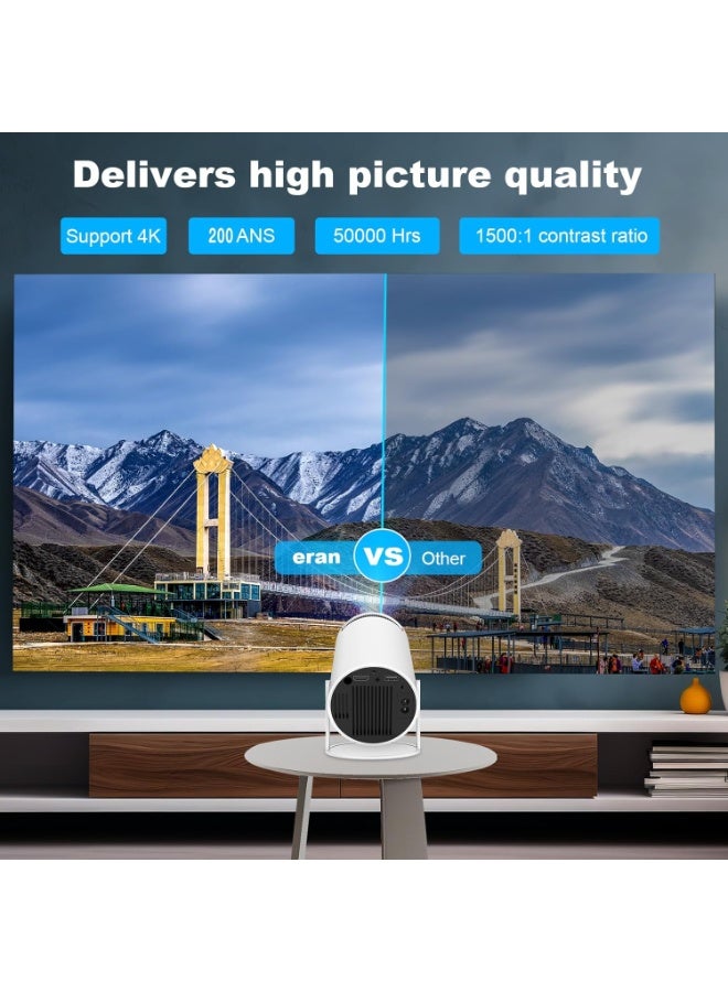 HY300 PRO Mini Portable Projector, Support 4K 1080P with Dual-Band WIFI6 5G Wireless 5.0 Bluetooth Android 11, 200 ANSI,180° Rotatable, Auto Keystone Correction, 35"-130" Screen Video Projector - Image 4