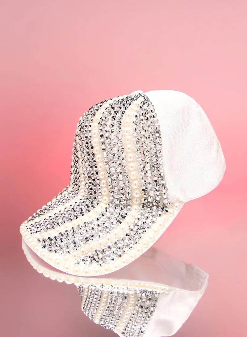 Striped Studded Baseball Cap