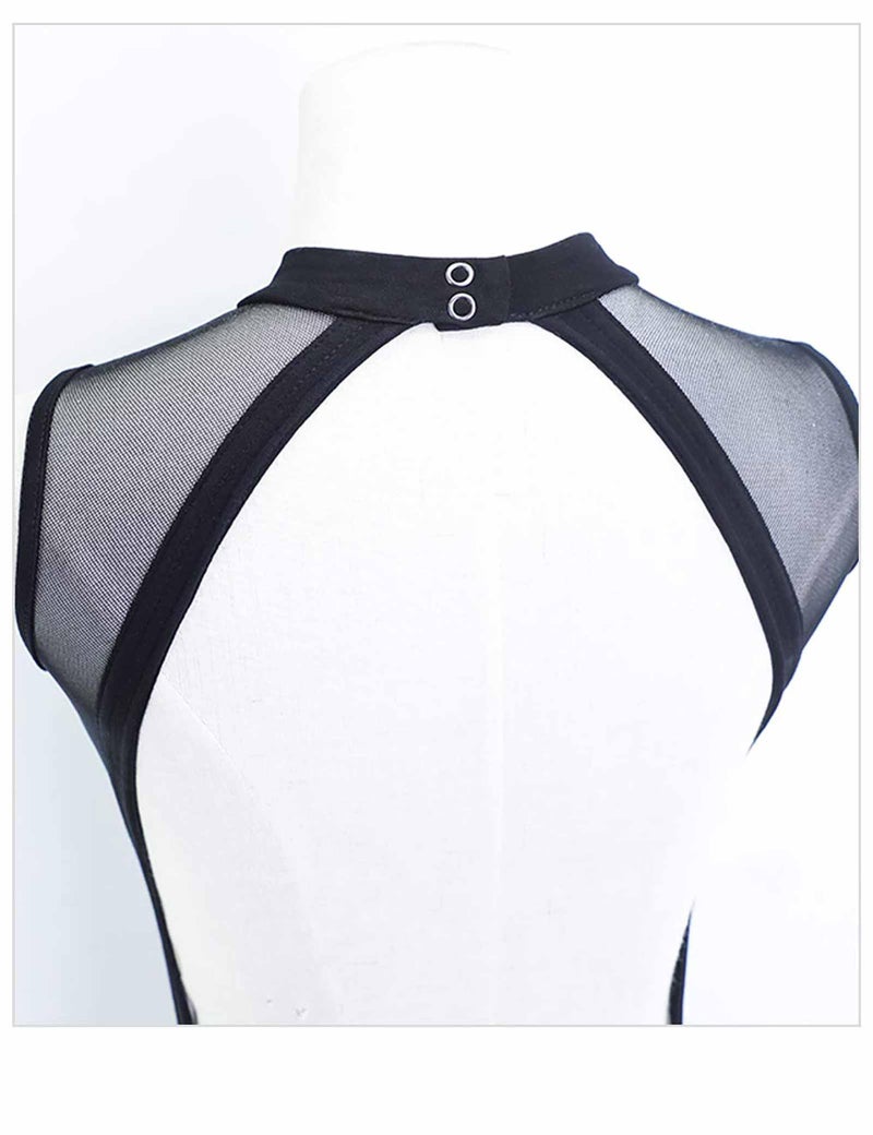 Daydance Sleeveless Black Teen Girls Ballet Leotards Cotton Mesh Dance Attire with Open Back - Image 5